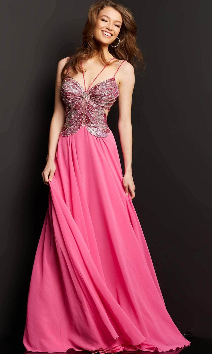 Jovani 000297SC - Sleeveless Open Back Prom Dress Prom Dresses 12 / Fuchsia