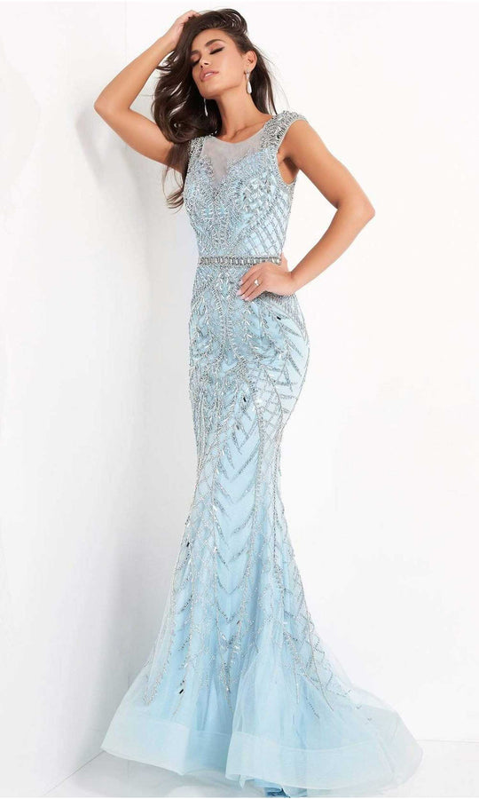 Jovani - 02336 Embellished Scoop Neck Trumpet Dress