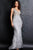 Jovani - 03023 Beaded Adorned Feather Gown Prom Dresses 00 / Grey/Silver