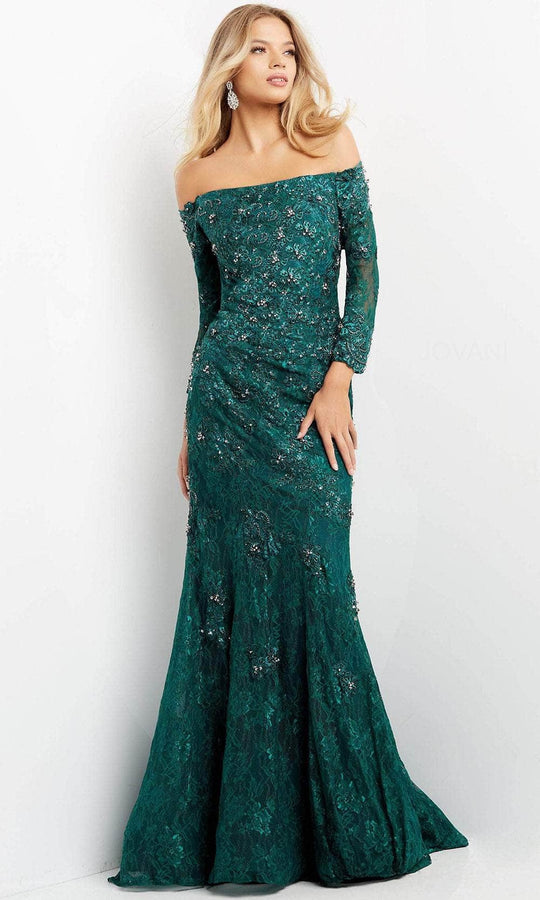 Jovani 03651 - Straight Across Lace Evening Gown