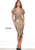 Jovani 03853ASC - Short Sleeve Knotted Waist Cocktail Dress Special Occasion Dress 6 / Gold