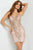 Jovani - 04699 Illusion Embellished Corset Bodice Fitted Short Dress Homecoming Dresses 00 / Rose/Gold
