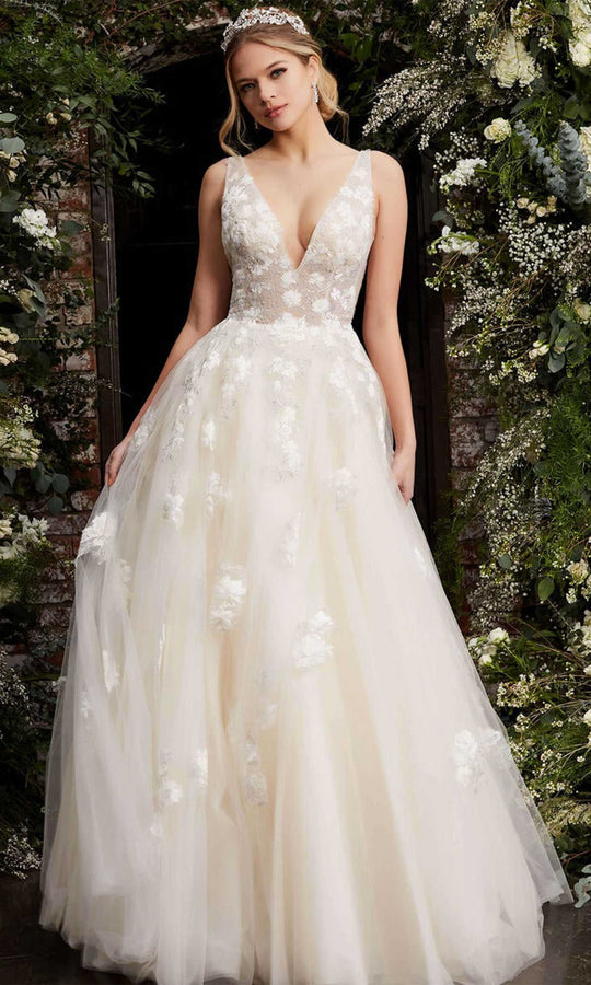 Jovani - 06286 Sheer Floral Applique Bodice Tulle Ballgown