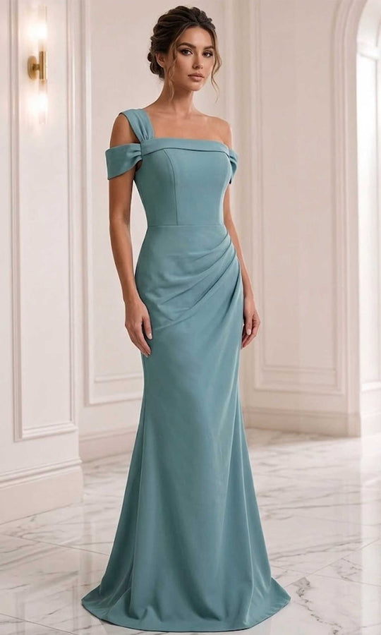 Jovani - 06723 Straight Across Plain Full Length Dress