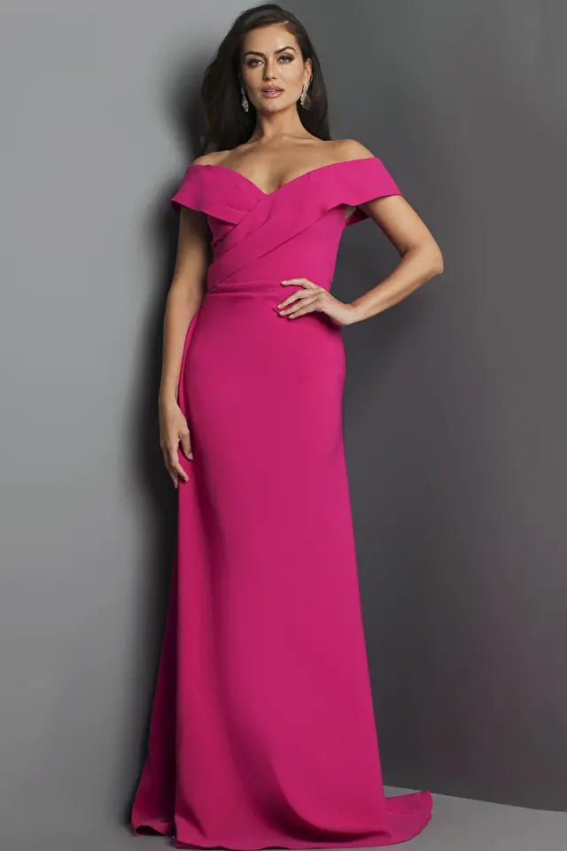 Jovani 41198 - Off Shoulder A-Line Gown with Beading