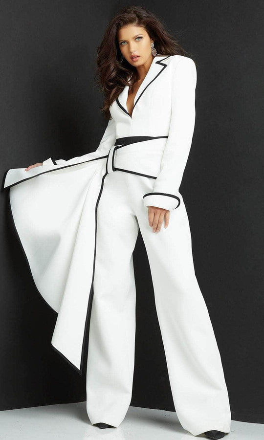 Jovani 06917 - Collared V-Neck Formal Jumpsuit