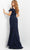 Jovani 06999SC - Cold Shoulder Mermaid Evening Dress Evening Dresses 12 / Navy