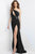 Jovani - 07173 Crystal Brooch Cutout Long Gown Prom Dresses 00 / Black