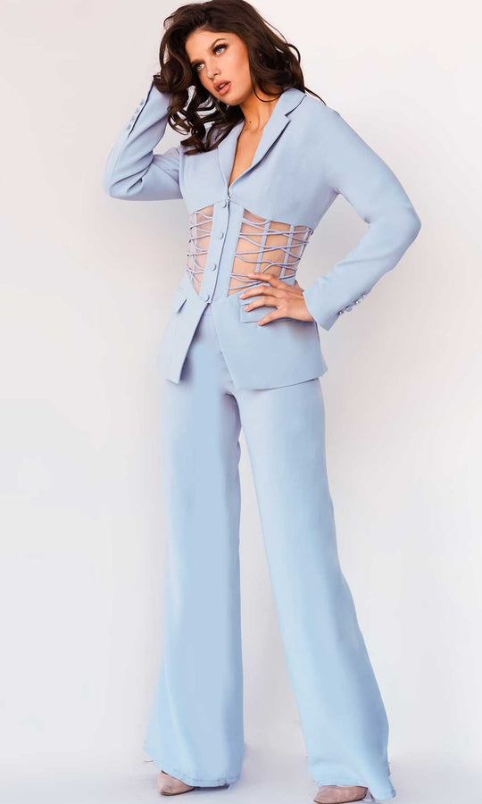 Jovani 07227 - Two Piece Sheer Waist Jumpsuit