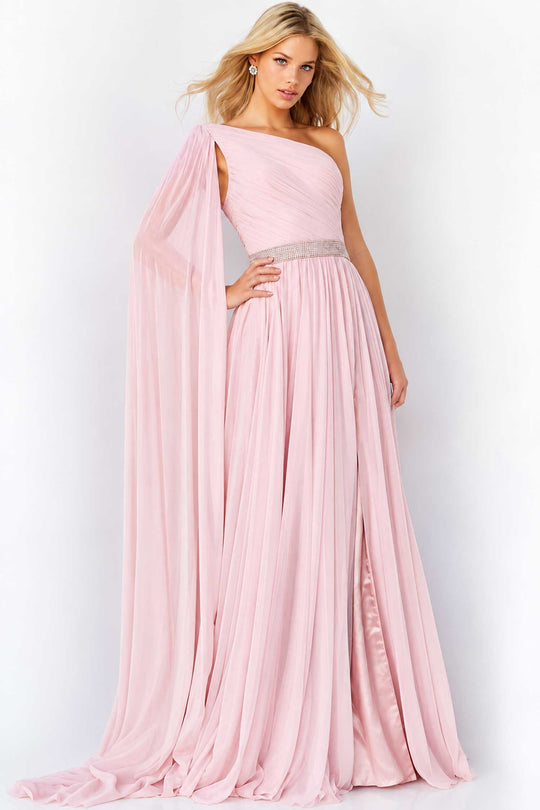 Jovani - 07248 One Shoulder Draped Chiffon Gown