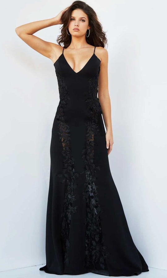 Jovani - 07296 Illusion Embroidered Mermaid Gown