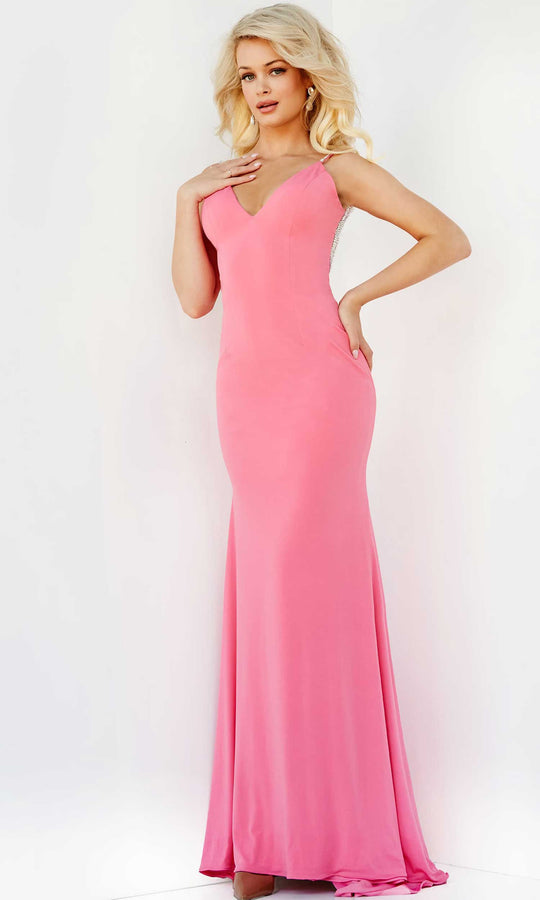 Jovani - 07297 Plunging V-Neck Plus Size Prom Trumpet Dress