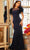 Jovani 07432SC - Feather Sleeve Sheath Evening Dress Evening Dresses 4 / Light-Blue