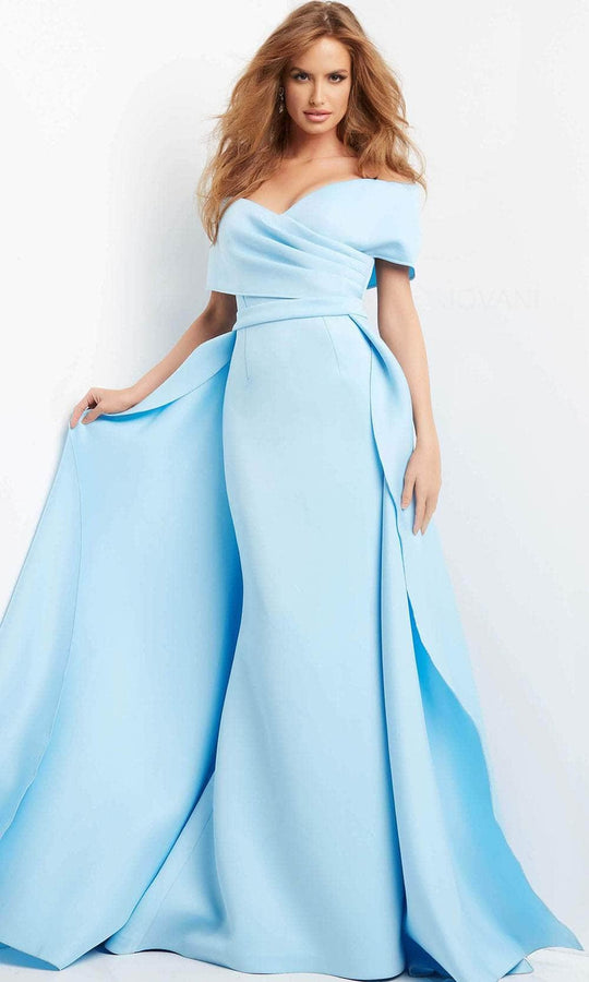 Jovani 07443 - Draped Off Shoulder Overskirt Evening Dress
