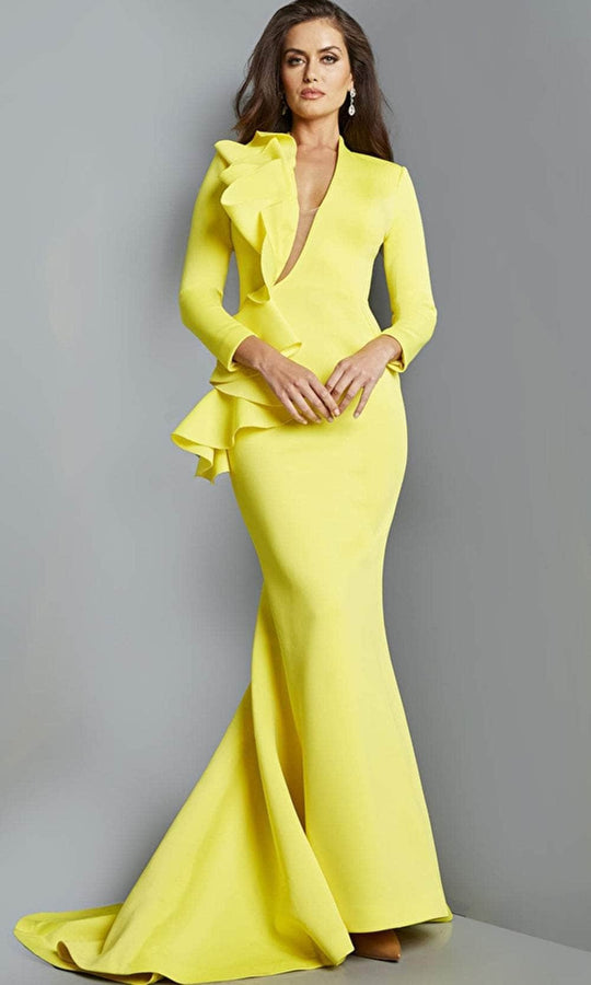 Jovani 07934SC - Plunging Neck Sheath Prom Gown