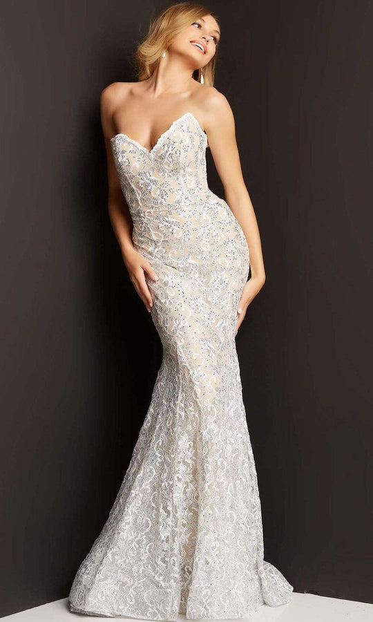 Jovani 08215 - Strapless Lace Mermaid Gown