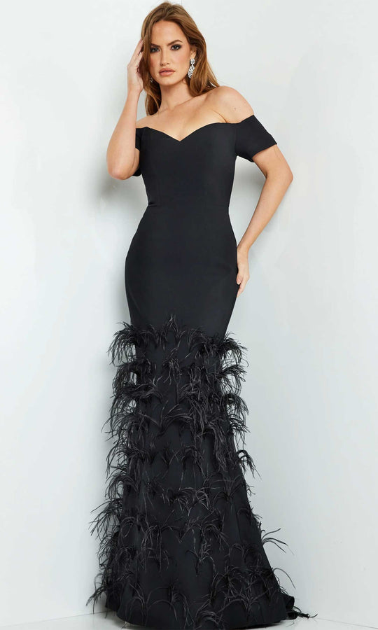 Jovani 08384 - Short Sleeve Trumpet Evening Gown