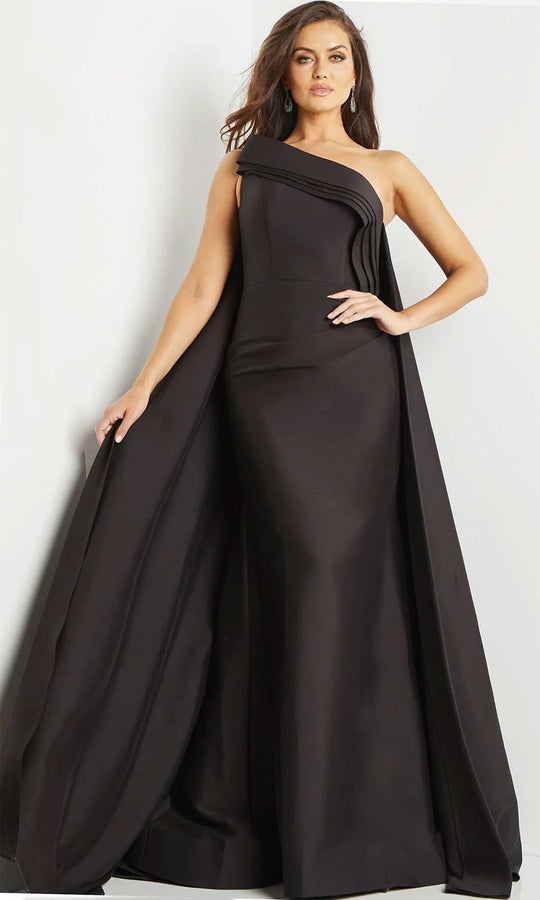Jovani 09203 - Asymmetrical Pleated Evening Gown