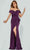 Jovani 09436 - Asymmetric Pleated Sheath Gown Special Occasion Dress 00 / Plum