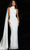 Jovani 09709 - Cascading Sash Sheath Evening Dress Wedding Dresses 00 / White