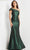 Jovani 09752SC - Asymmetric Neck Jacquard Prom Dress Prom Dresses 12 / Green