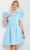 Jovani 09990 - Puff Sleeve A-Line Cocktail Dress Cocktail Dresses 00 / Light Blue