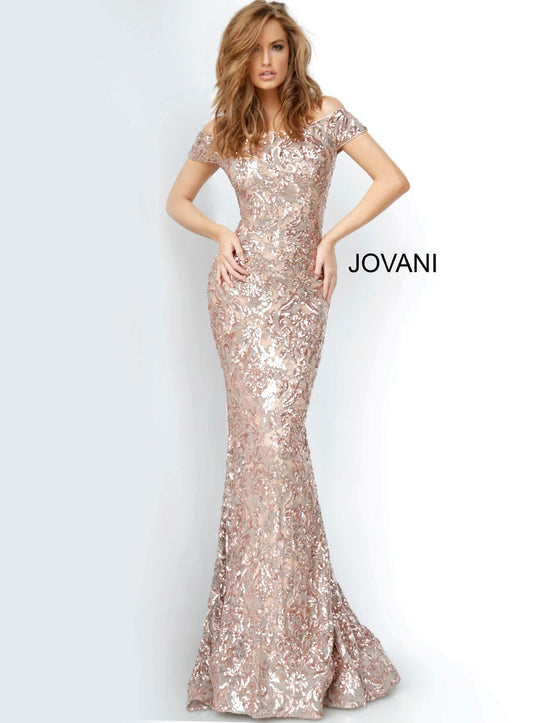 Jovani 1122 - Off-Shoulder Sequin Gown