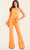 Jovani 23026 - Feather Ornate Beaded Jumpsuit Formal Pantsuits 00 / Orange