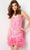 Jovani 23060 - Strapless Patterned Sequin Cocktail Dress Cocktail Dresses 00 / Hot-Pink