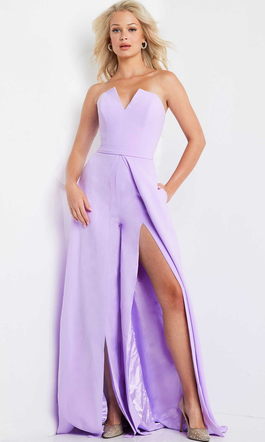 Jovani 23150 - Strapless Double Slit Jumpsuit With Overskirt