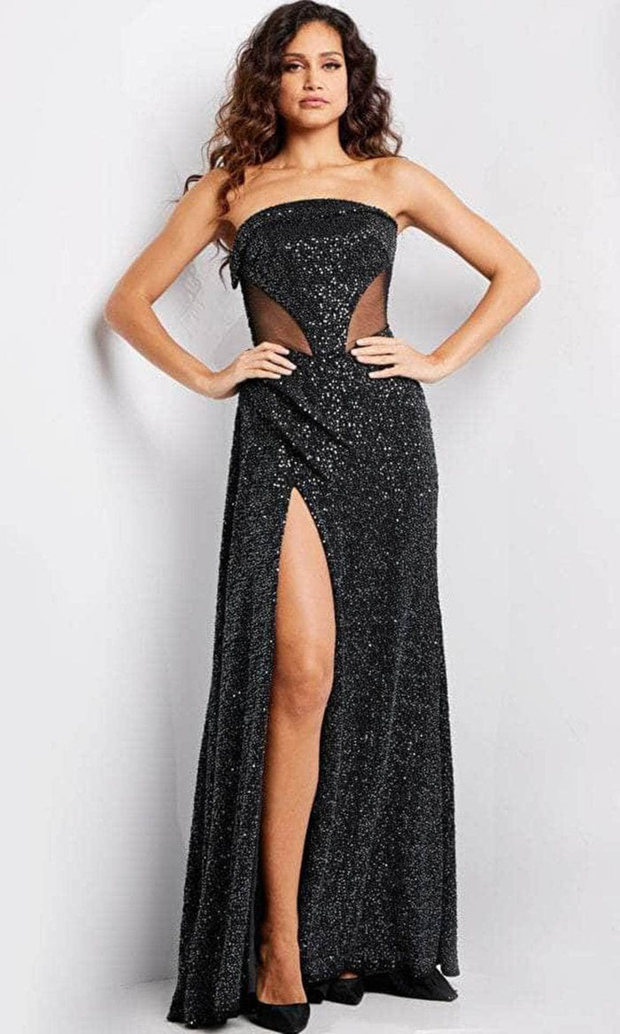 Jovani 23388 - Straight-Across Evening Gown Special Occasion Dress 00 / Black