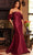 Jovani 23398SC - Off Shoulder Sleeve Evening Dress Evening Dresses 12 / Burgundy