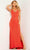 Jovani 23688 - Glitter V-Neck Prom Dress with Slit Special Occasion Dress 00 / Orange