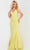Jovani 23701 - Plunging Jersey Prom Dress Special Occasion Dress 00 / Yellow