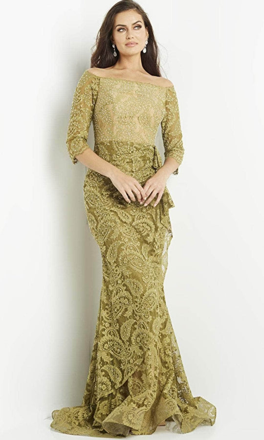 Jovani 23811 - Olive Embellished Lace Evening Gown