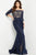 Jovani 23811 - Olive Embellished Lace Evening Gown Mother of the Bride Dresses 00 / Navy