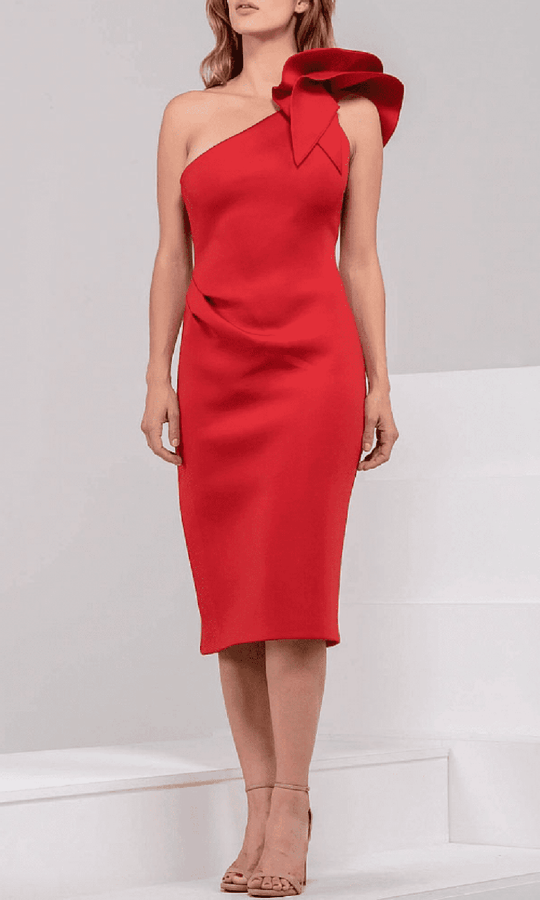 Jovani - 23886 Ruffled One Shoulder Strap Cocktail Dress