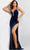 Jovani 23939 - Sleeveless Column Evening Gown Special Occasion Dress 00 / Navy
