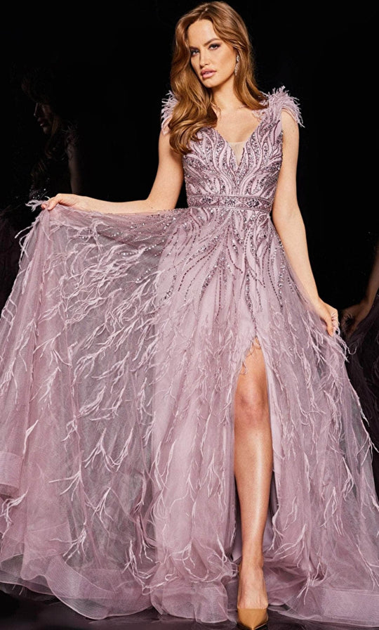 Jovani 24000 - Fringed Illusion A-line Gown