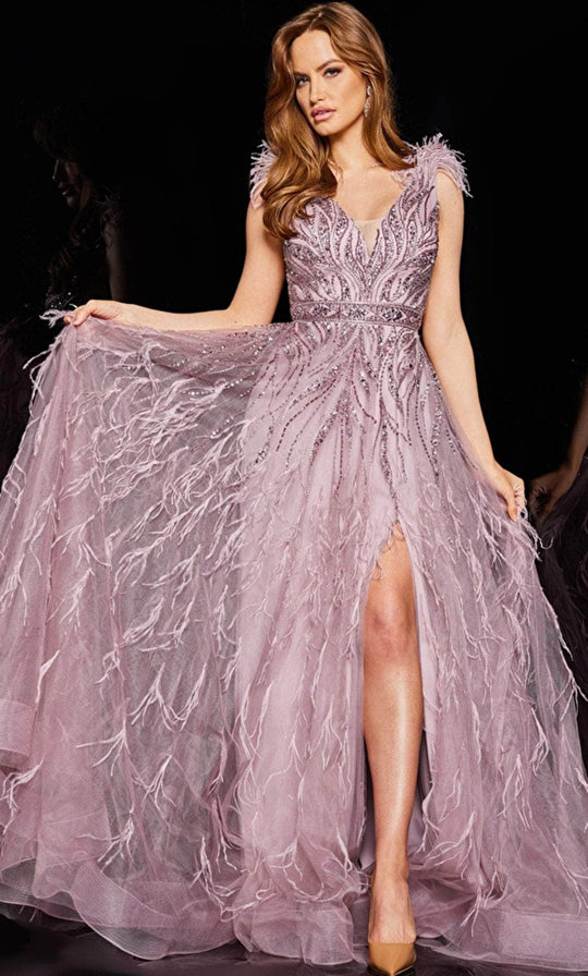 Jovani 24000 - Fringed Illusion A-line Gown