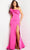 Jovani 24018 - Draped One Shoulder Evening Dress Evening Dresses 00 / Fuchsia