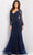 Jovani 24236 - Bead Embellished Evening Gown Special Occasion Dress 00 / Navy