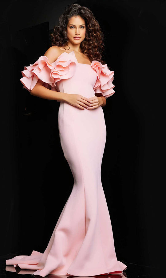 Jovani 24280 - Ruffle Off Shoulder Evening gown