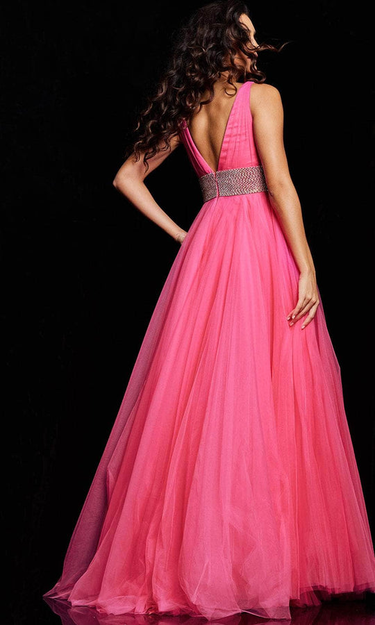 Jovani 24564 - Sleeveless Tulle Prim Dress with Slit