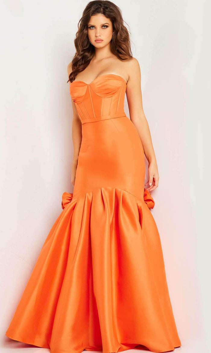 Jovani 24613 - Strapless Corset Prom Gown Special Occasion Dress 00 / Orange