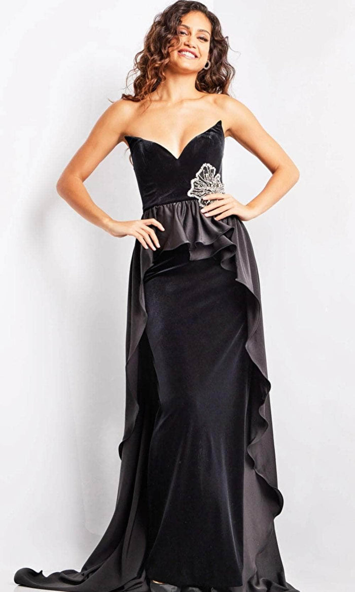 Jovani 24631 - Strapless Column Dress Special Occasion Dress 00 / Black