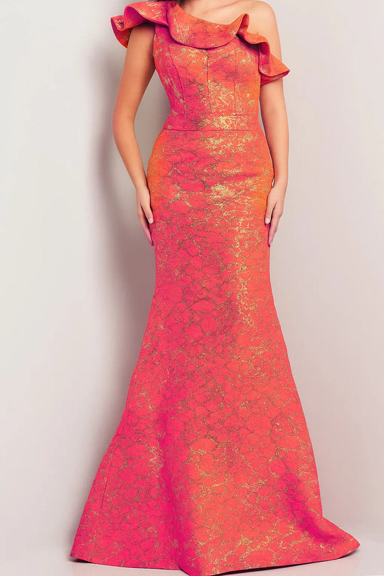 Jovani 25676 - Floral Jacquard Evening Gown