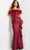Jovani 25786 - Draped Sheath Evening Dress Evening Dresses 00 / Burgundy