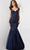 Jovani 25850 - Embellished Cap Sleeve Prom Gown Evening Dresses 00 / Navy