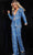 Jovani 25886 - Beaded Sequin Jacket Pantsuit Formal Pantsuits 00 / Blue/Silver